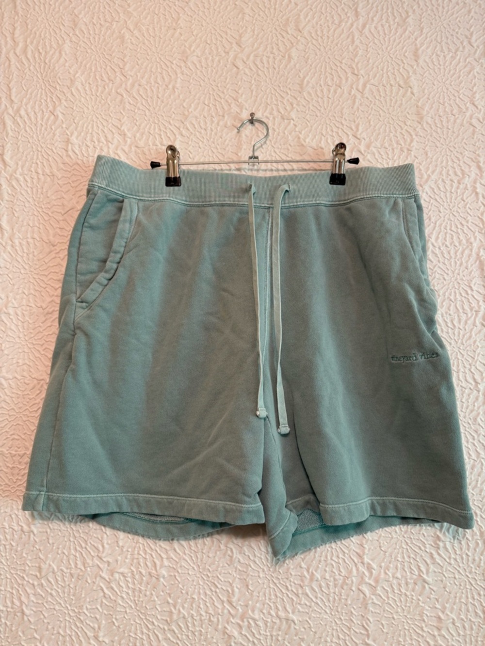 Vineyard Vines Washed Soft Teal Sweat Shorts with Drawstring, Large